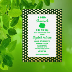 Invitation En Aluminium Petit Baby shower de la Saint Patrick Shamrock