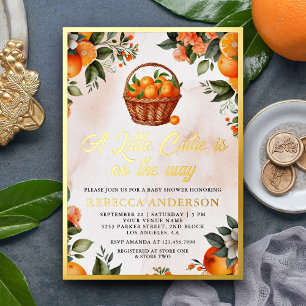 Invitation En Aluminium Petit Baby shower de panier orange Citrus Cutie