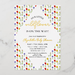 Invitation En Aluminium Petit Baby shower Fleur sauvage