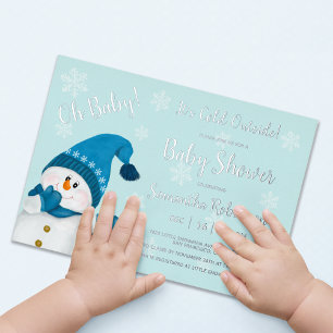 Invitation En Aluminium Petit Bonhomme de Neige Il Fait Froid Dehors Baby