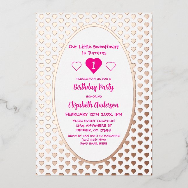 Invitation En Aluminium Petit chéri 1er anniversaire (Recto)