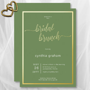 Invitation En Aluminium Petit déjeuner de mariage moderne minimaliste vert
