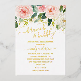 Invitation En Aluminium Petit déjeuner floral rose gold et bridal shower p