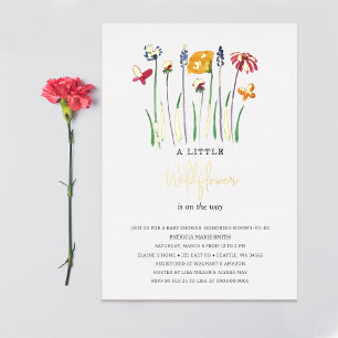 Invitation En Aluminium Petit Fleur sauvage Joli bébé Baby shower fille