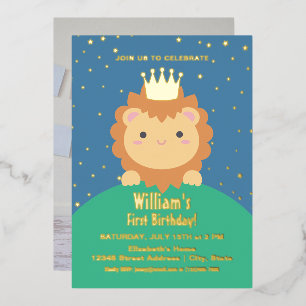Invitation En Aluminium Petit Lion Cub Baby Boy 1er Anniversaire Photo