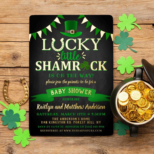 Invitation En Aluminium Petit Shamrock St. Patrick's Day Baby shower Real (Créateur téléchargé)