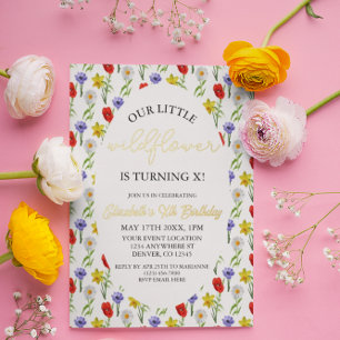 Invitation En Aluminium Petite Anniversaire Fille Little Wildflower Kids