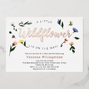 Invitation En Aluminium Petite Baby Shower Fleur Rose Gold Little Wildflow