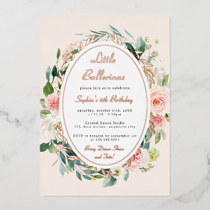 Invitation En Aluminium Petite Ballerine Enfants Anniversaire Rose Or Flor