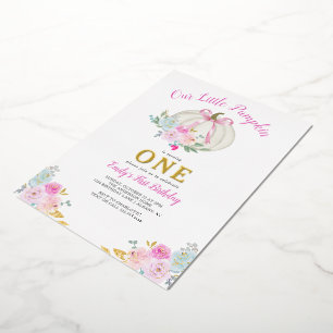 Invitation En Aluminium Petite Citrouille Rose Ruban Fille 1er Anniversair