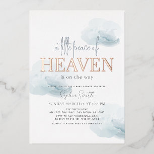 Invitation En Aluminium Petite Fête de Bébé Nuage Bleu Little Peace of Hea