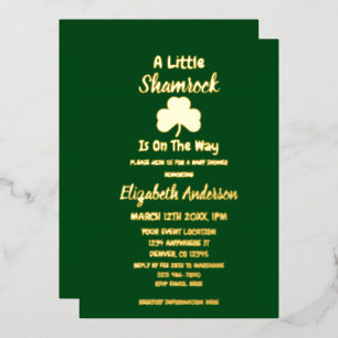 Invitation En Aluminium Petite Fête de la Saint-Patrick pour bébé Shamrock