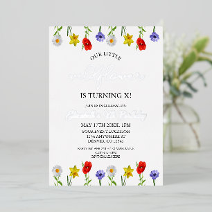 Invitation En Aluminium Petite fille Fleur sauvage Anniversaire