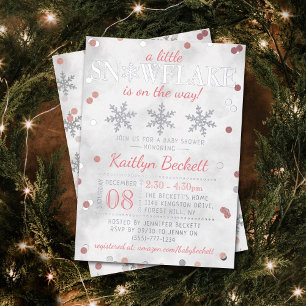 Invitation En Aluminium Petite Flamme de neige Filles Baby shower d'hiver
