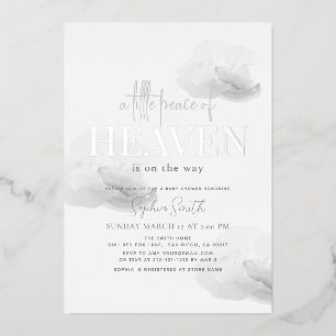 Invitation En Aluminium Petite Paix du Ciel Baby shower nuageux gris