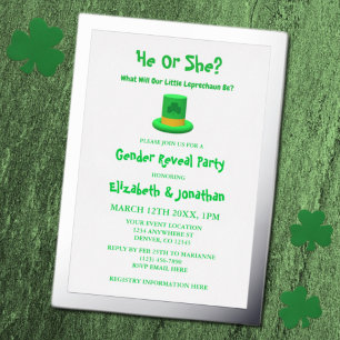 Invitation En Aluminium Petite révélation de genre Leprechaun
