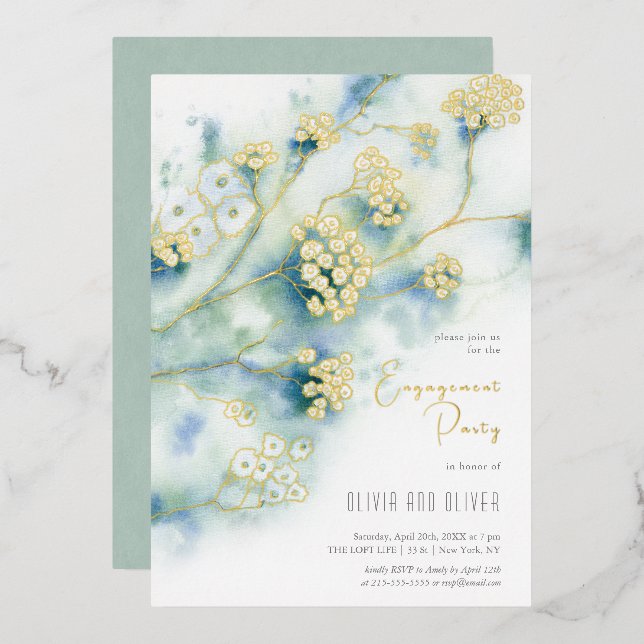 Invitation En Aluminium Petites Fleurs blanches (Recto/Verso)