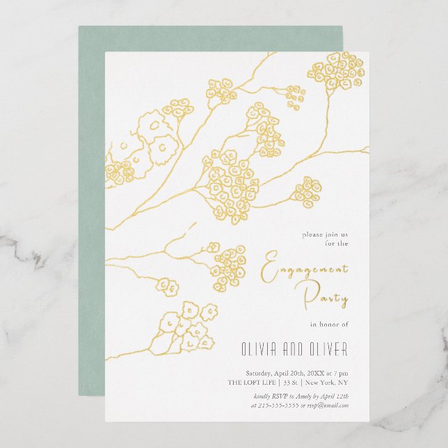 Invitation En Aluminium Petites Fleurs blanches (Recto/Verso)