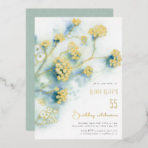 Invitation En Aluminium Petites Fleurs blanches Anniversaire N'importe que