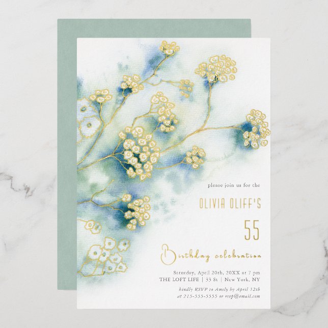 Invitation En Aluminium Petites Fleurs blanches Anniversaire N'importe que (Recto/Verso)