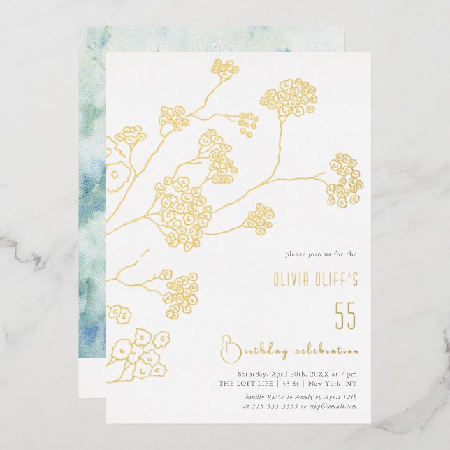Invitation En Aluminium Petites Fleurs blanches Anniversaire N'importe que (Recto/Verso)
