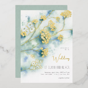 Invitation En Aluminium Petits Fleurs Blanches Mariage