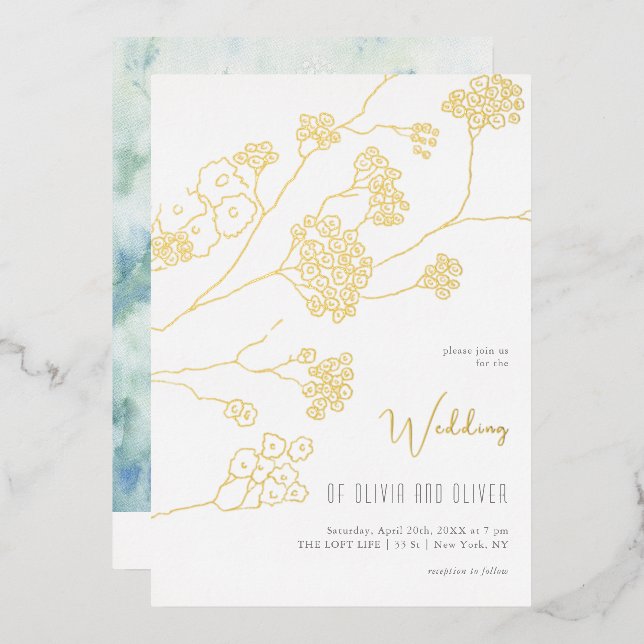 Invitation En Aluminium Petits Fleurs Blanches Mariage (Recto/Verso)