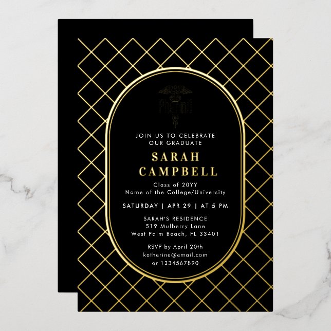 Invitation En Aluminium PharmD Docteur en pharmacie Motif de vérification  (Recto/Verso)