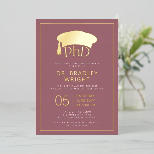 Invitation En Aluminium Phd Doctorate Hat Doctoral Degree Graduation (Debout devant)