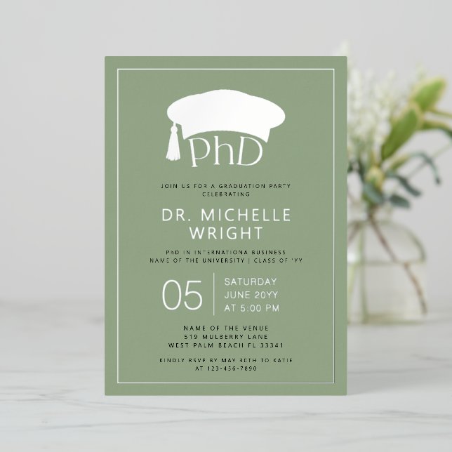 Invitation En Aluminium Phd Doctorate Hat Doctoral Degree Graduation Foil (Debout devant)