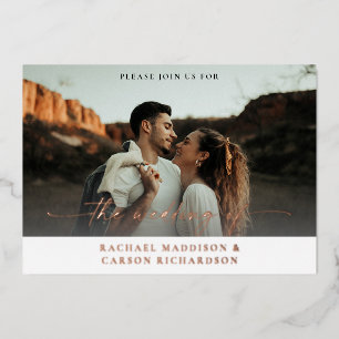 Invitation En Aluminium Photo & Calligraphie 3BF Mod Mariage Horizontal 