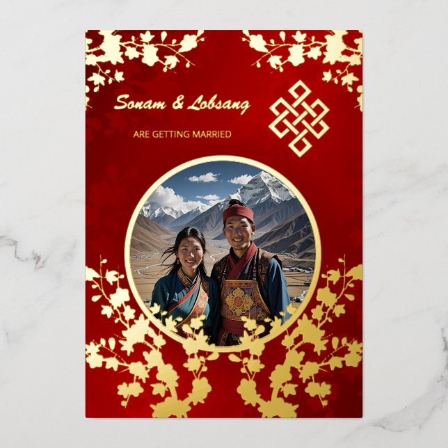Invitation En Aluminium Photo Cherry Blossom Mariage tibétain (Recto)