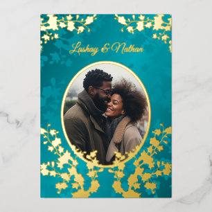 Invitation En Aluminium Photo Cherry Blossom Mariage Turquoise