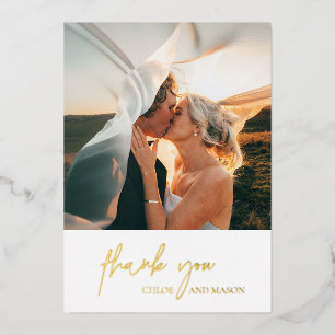 Invitation En Aluminium Photo classique Merci de mariage élégant