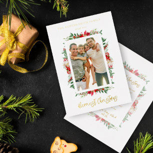 Invitation En Aluminium Photo Classique Merriest Christmas Poinsettias