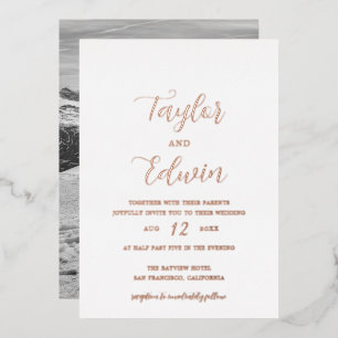 Invitation En Aluminium Photo contemporaine simple Mariage moderne Rose or