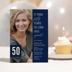 Invitation En Aluminium Photo d'anniversaire 50 ans