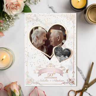 Invitation En Aluminium Photo d'anniversaire rose gold de l'époque et d'au