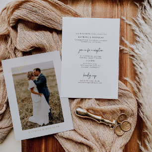 Invitation En Aluminium Photo d'annonce de mariage en fuite avec feuille d