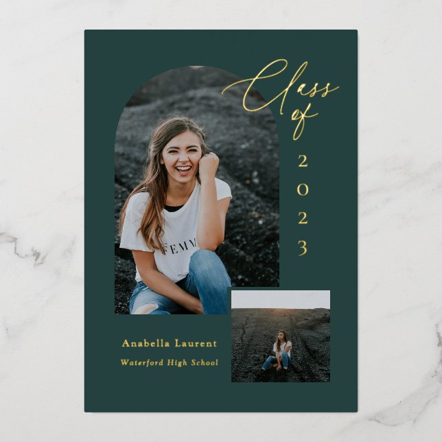 Invitation En Aluminium Photo d'arc de classe (Recto)