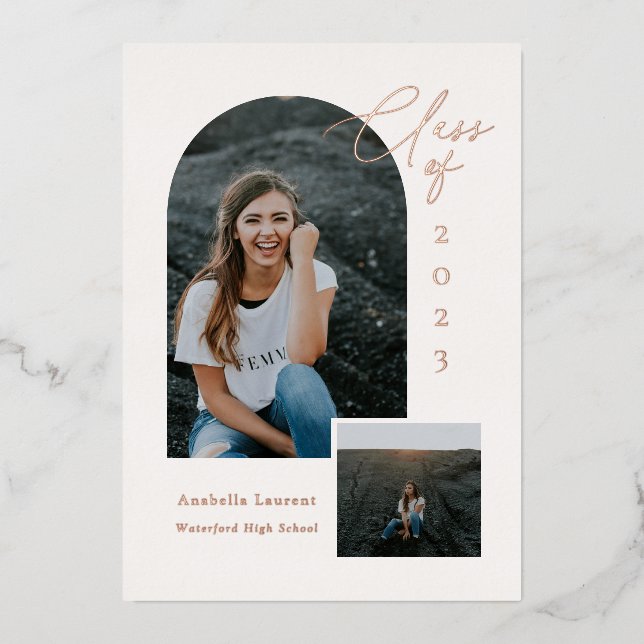 Invitation En Aluminium Photo d'arc de classe (Recto)