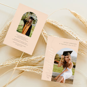 Invitation En Aluminium Photo d'arche de graduation boho écriture élégante