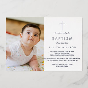 Invitation En Aluminium Photo de baptême chic