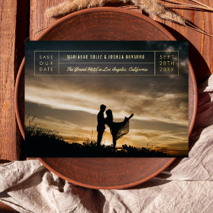 Invitation En Aluminium Photo de bloc de titre minimal Enregistrer la date