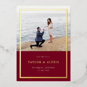 Invitation En Aluminium Photo de cadre minimaliste Bourgogne Enregistrer l