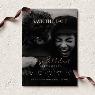 Invitation En Aluminium Photo de calendrier élégant Recto-Verso Save The D