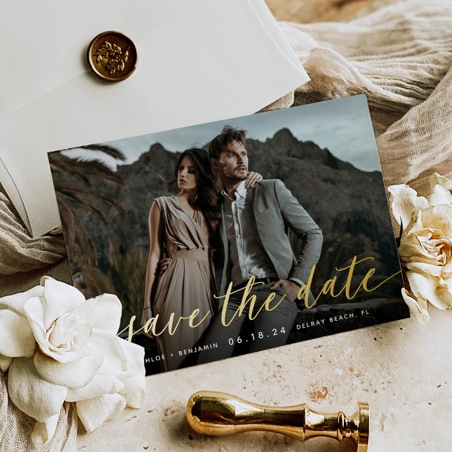 Invitation En Aluminium Photo De Calligraphie Sans Temps Enregistrer La Da (Créateur téléchargé)