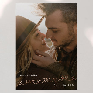 Invitation En Aluminium Photo de coeurs doux Mariage Enregistrer la date R