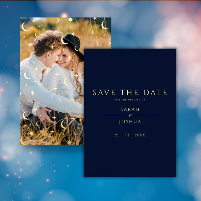 Invitation En Aluminium Photo de la Lune étoilée de la Marine céleste (Créateur téléchargé)