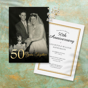 Invitation En Aluminium Photo de mariage anniversaire de mariage or Tout A